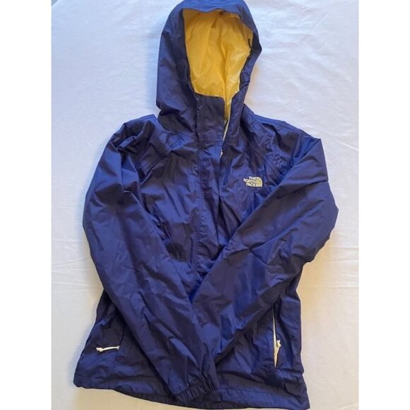 The North Face Blue Yellow Rain Jacket Hood Size XS - Picture 1 of 4